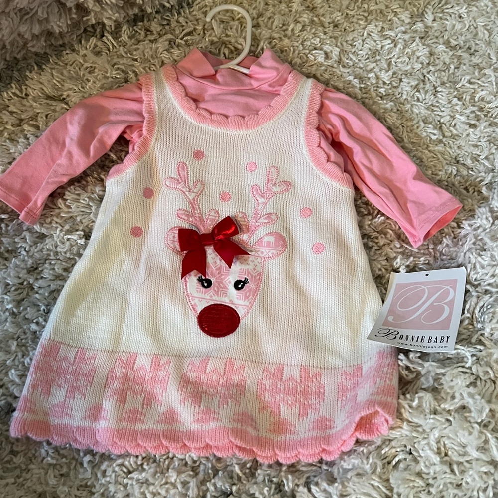 Bonnie Baby Pink and Cream Knit Dress